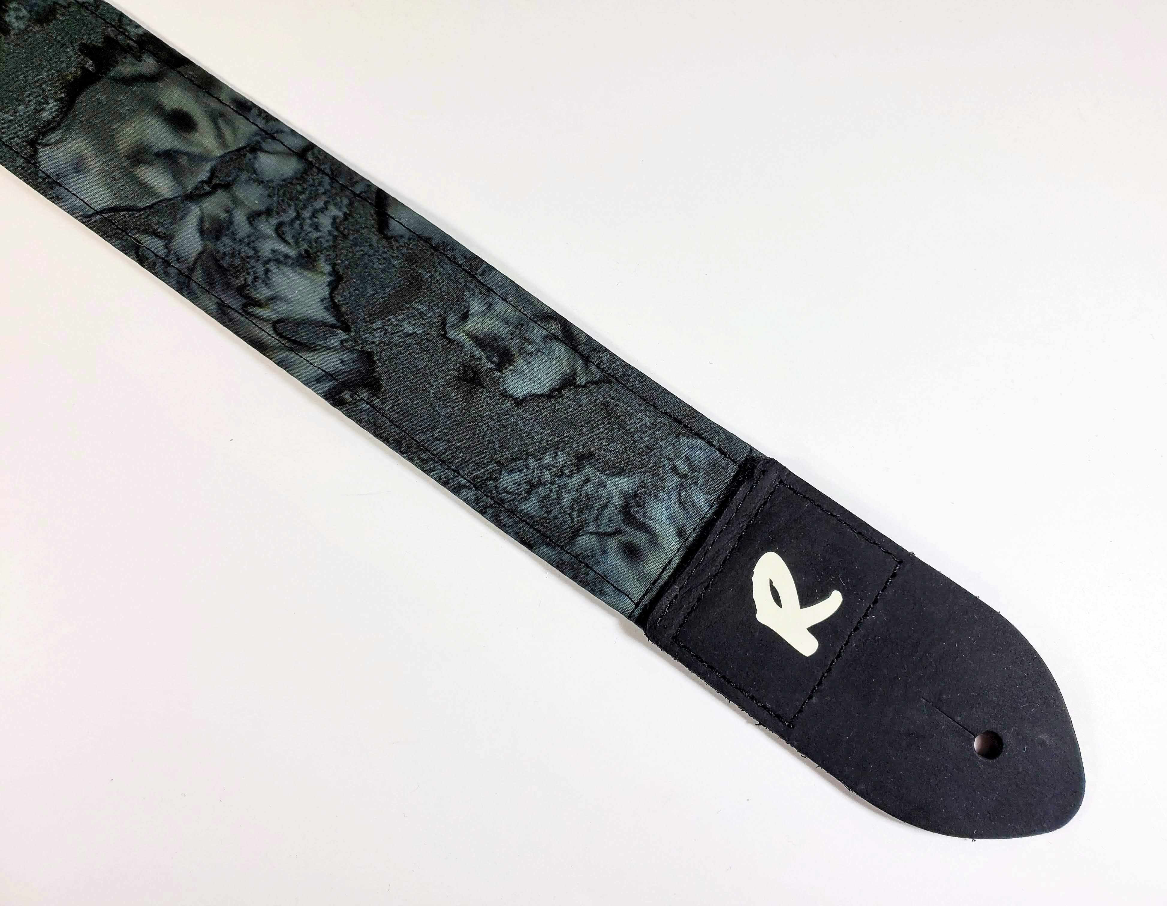 Indian Batik Black Guitar Strap - Black Batik Guitar Strap