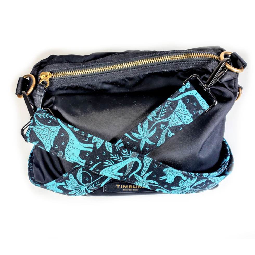 Thumbnail: Cross Body Blue Dinosaur Guitar Style Bag Strap -Dino Guitar Style Bag Strap -