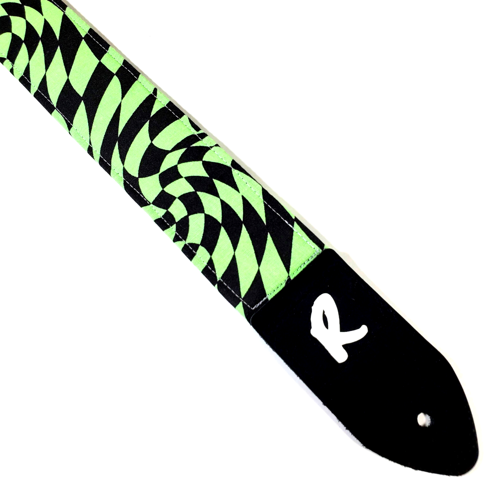 Green Diamond Swirl Guitar Strap -Black and Green Punk Diamond Guitar Strap