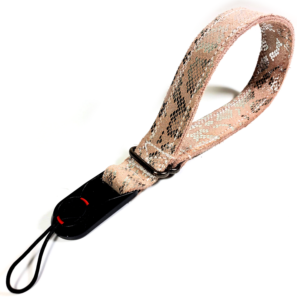 Thumbnail: Pink Snake Premium Leather Quick Release Camera Wrist Strap -Silver Snake Camera