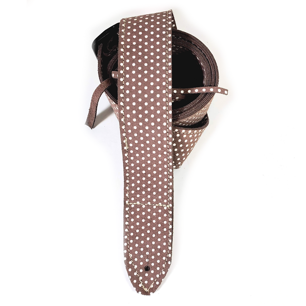 Thumbnail: Brown Polka Dot Leopard Premium Leather Ukulele Strap - Small Polka Dot