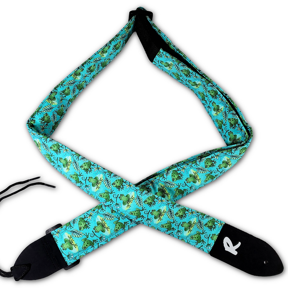 Thumbnail: Frog Guitar Strap - Froggy Guitar Strap - Green Frogs Guitar Strap-