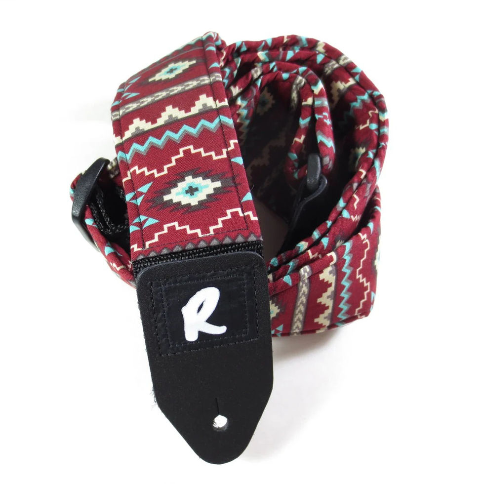 Thumbnail: Maroon Aztec - Tribal - Navajo - Southwestern Guitar Strap - Handmade