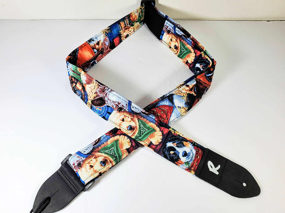 Thumbnail: Bandana Dogs Guitar Strap - Cute Puppies Guitar Straps -Adorable Doggies Guitar