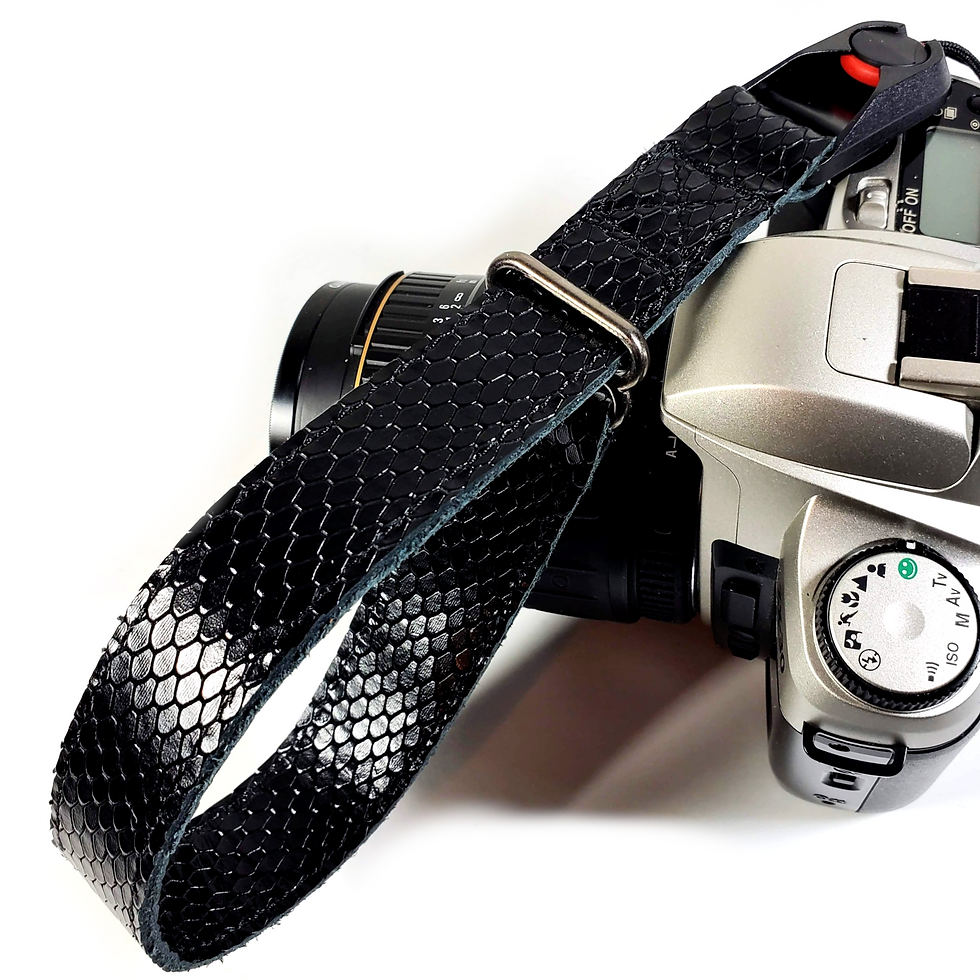 Thumbnail: Black Snake Leather Quick Release Camera Wrist Strap-Snake Skin Camera Strap