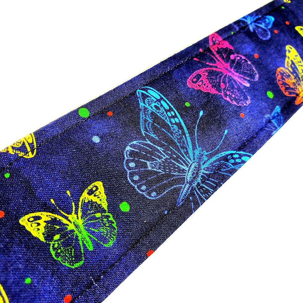 Thumbnail: Butterflies on Blue Guitar Strap - Butterfly Guitar Strap - Double Padded