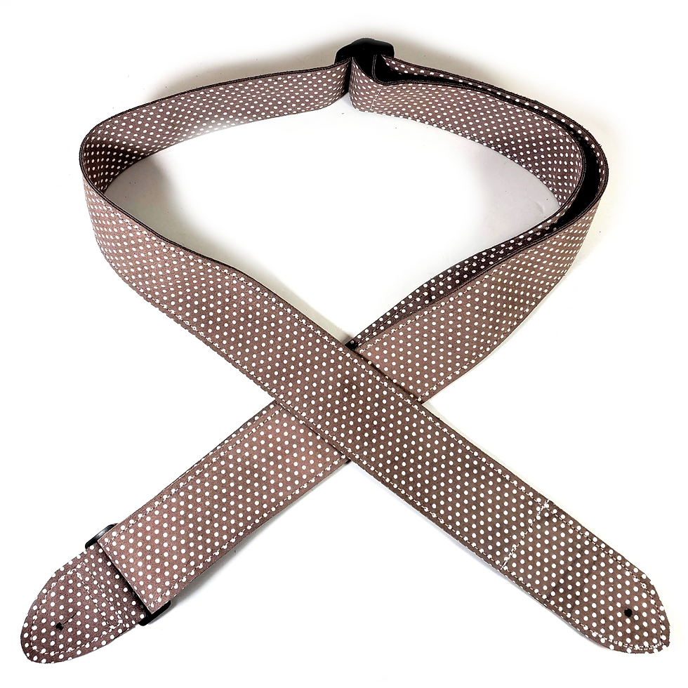 Thumbnail: Brown Polka Dot Leather Premium Leather Guitar Strap-Polka Dot Leather Guitar