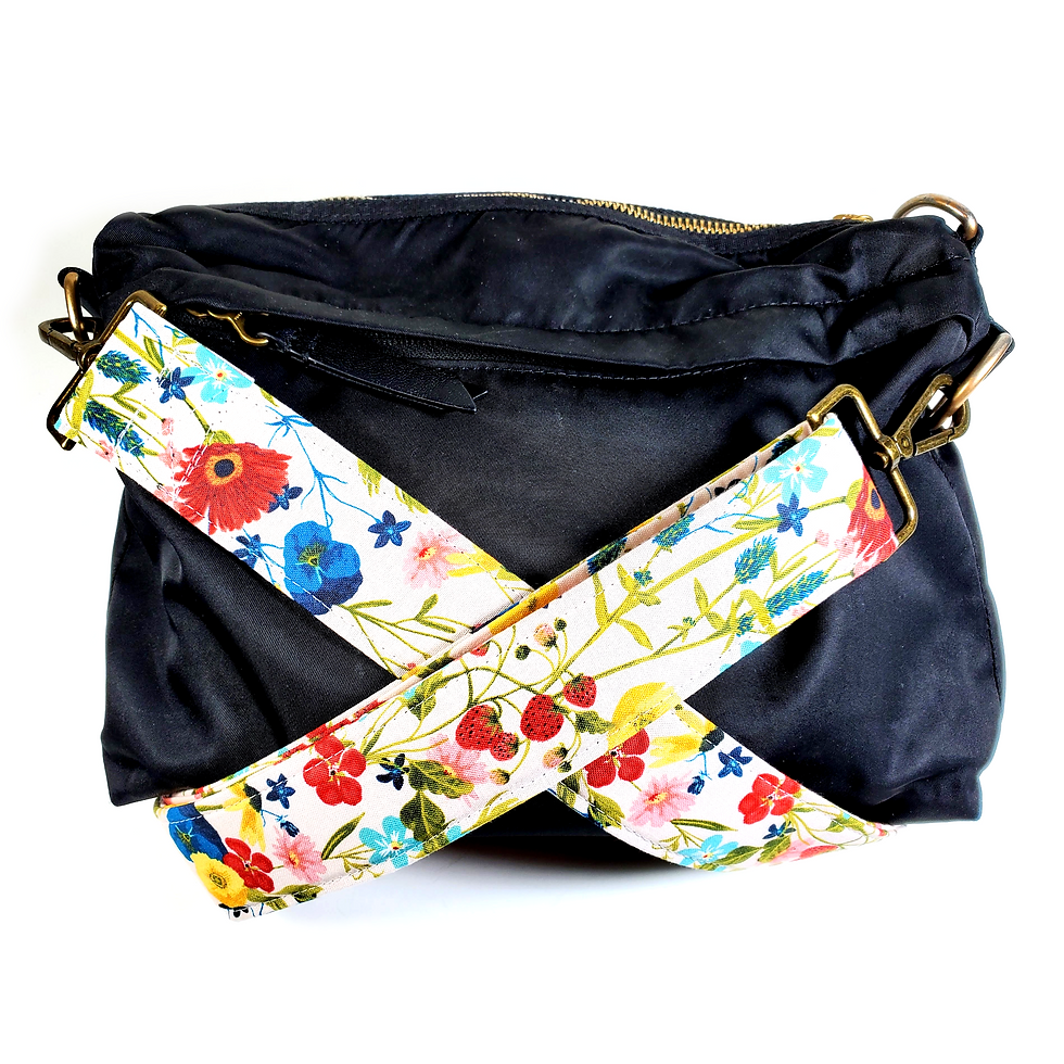Thumbnail: Wildflower Guitar Style Bag Strap-Strawberry Wildflower Cross Body Strap