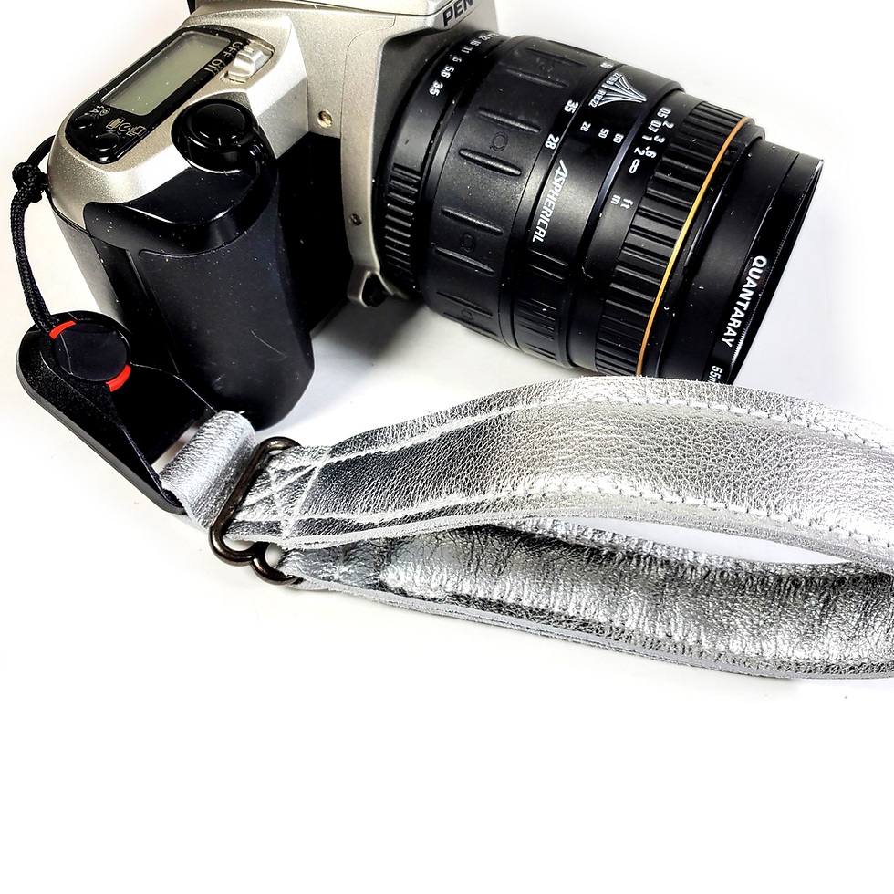 Thumbnail: Silver Premium Leather Quick Release Camera Wrist Strap -Silver Camera Strap