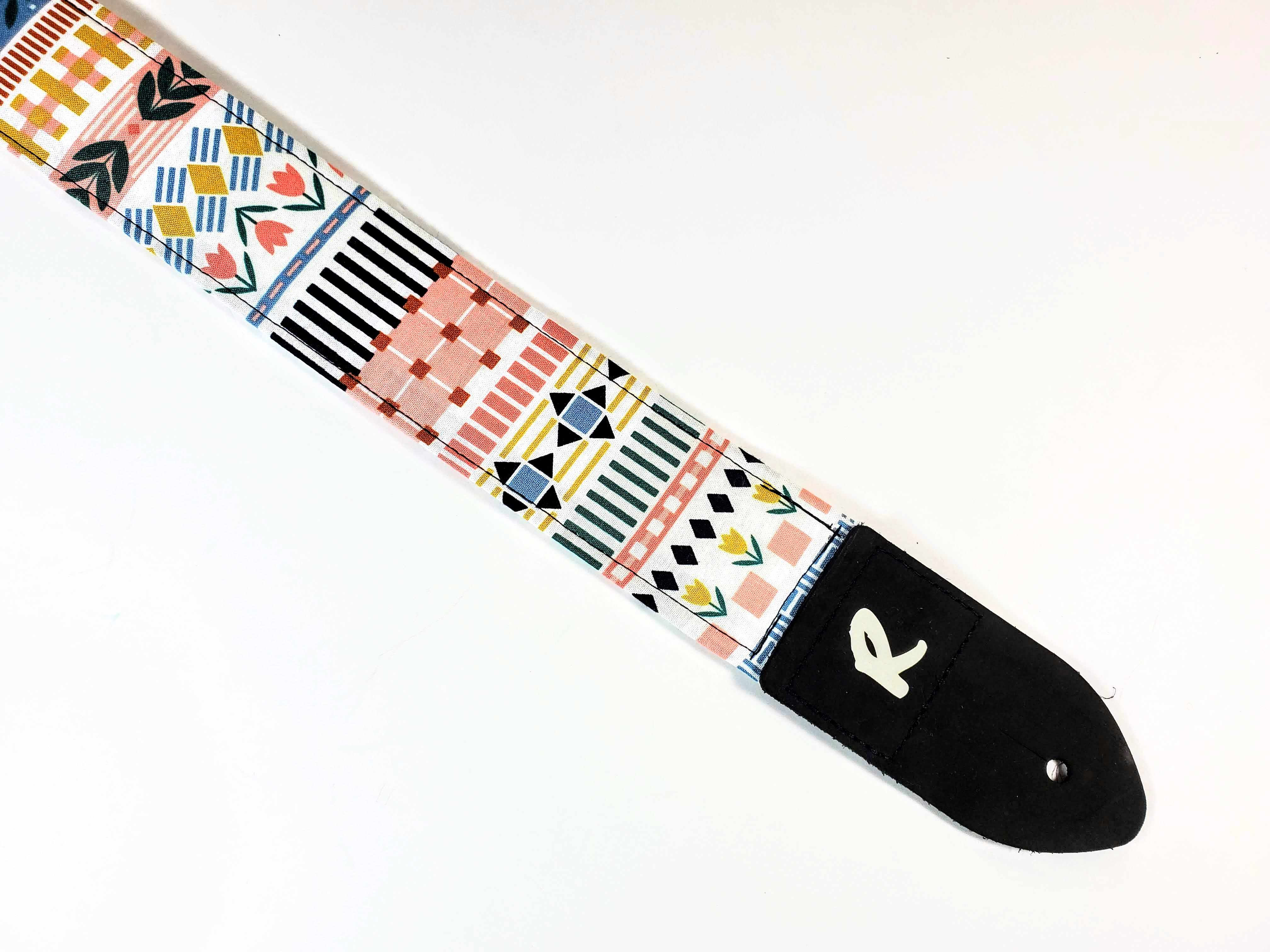 Folk Scandinavian Floral Guitar Strap - Colorful Folk Floral Guitar Strap