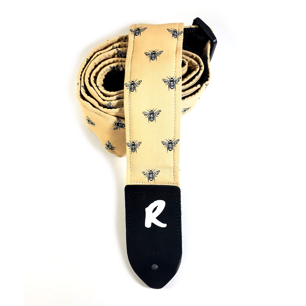 Thumbnail: Honey Bee Guitar Strap - Bee Honey Comb Guitar Strap - Bee Guitar Strap