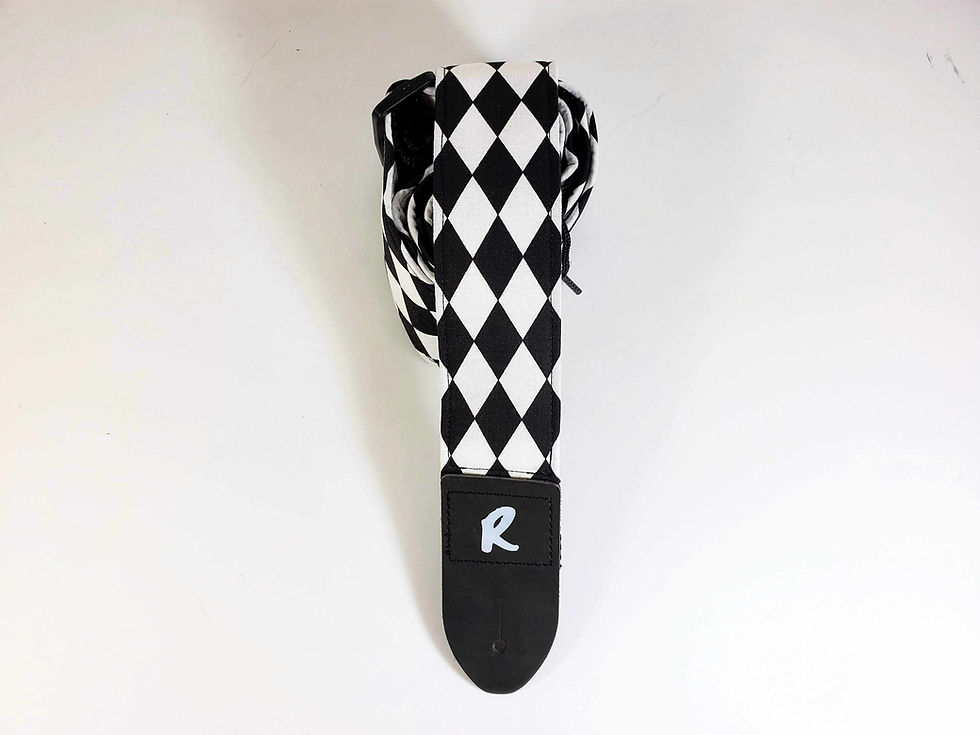 Thumbnail: Diamond Guitar Strap -Black and White Diamond Guitar Strap - Black White Checker