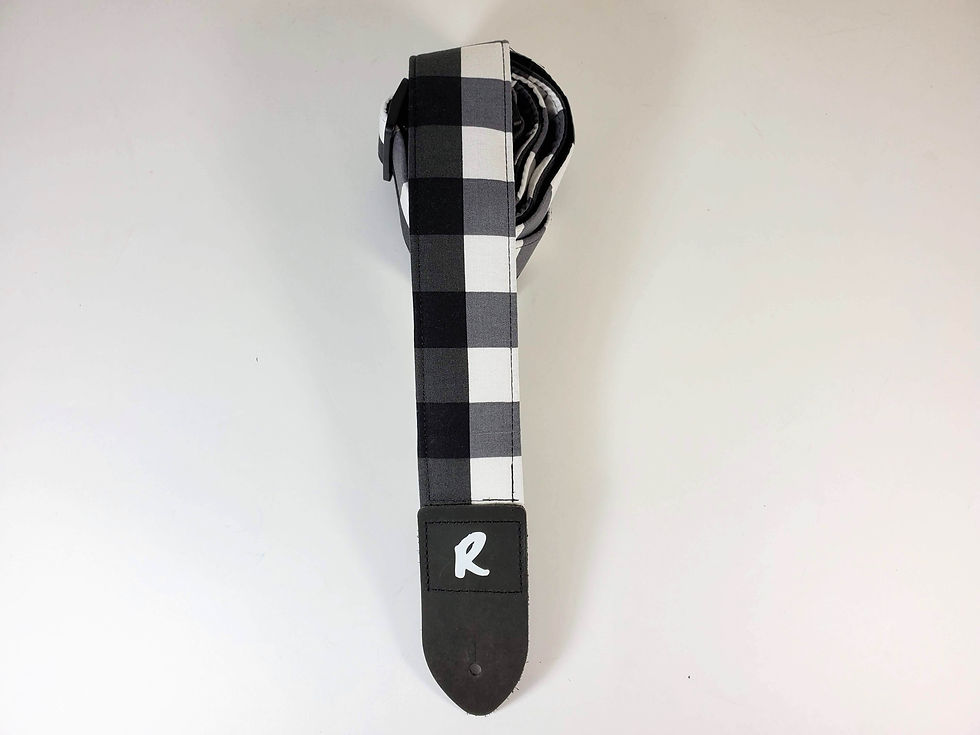 Thumbnail: Buffalo Check Guitar Strap -Lumberjack Guitar Strap - Black White Checkered