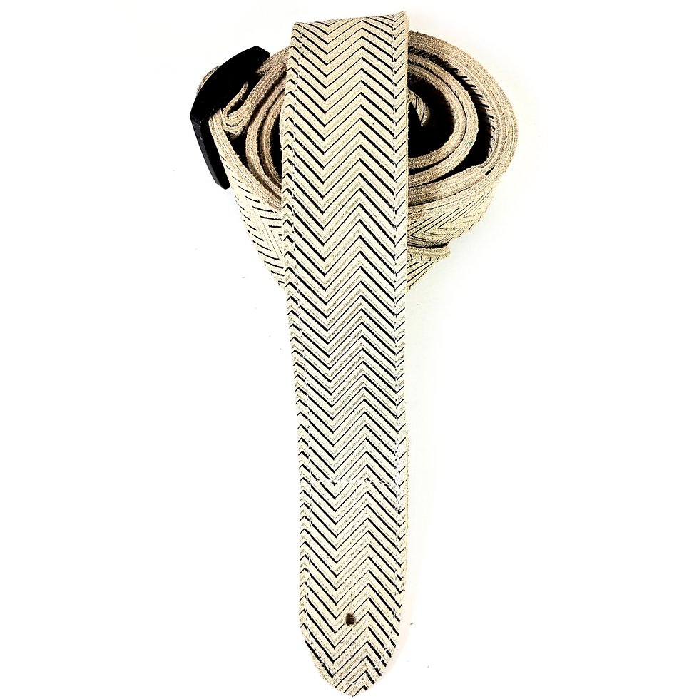 Thumbnail: Chevron Leather Ukulele Strap - Metallic Ukulele Strap -Handmade -White Leather