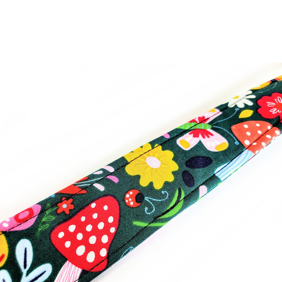 Thumbnail: Cross Body Funky Floral Guitar Style Bag Strap - Floral with Mushrooms -