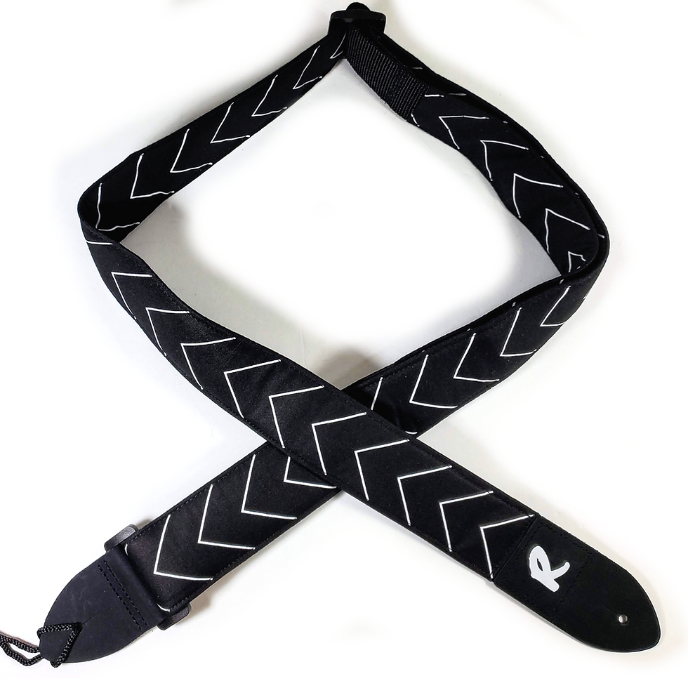 Thumbnail: Black White Chevron Guitar Strap - Sleek Chevron Colorful - Guitar Strap-