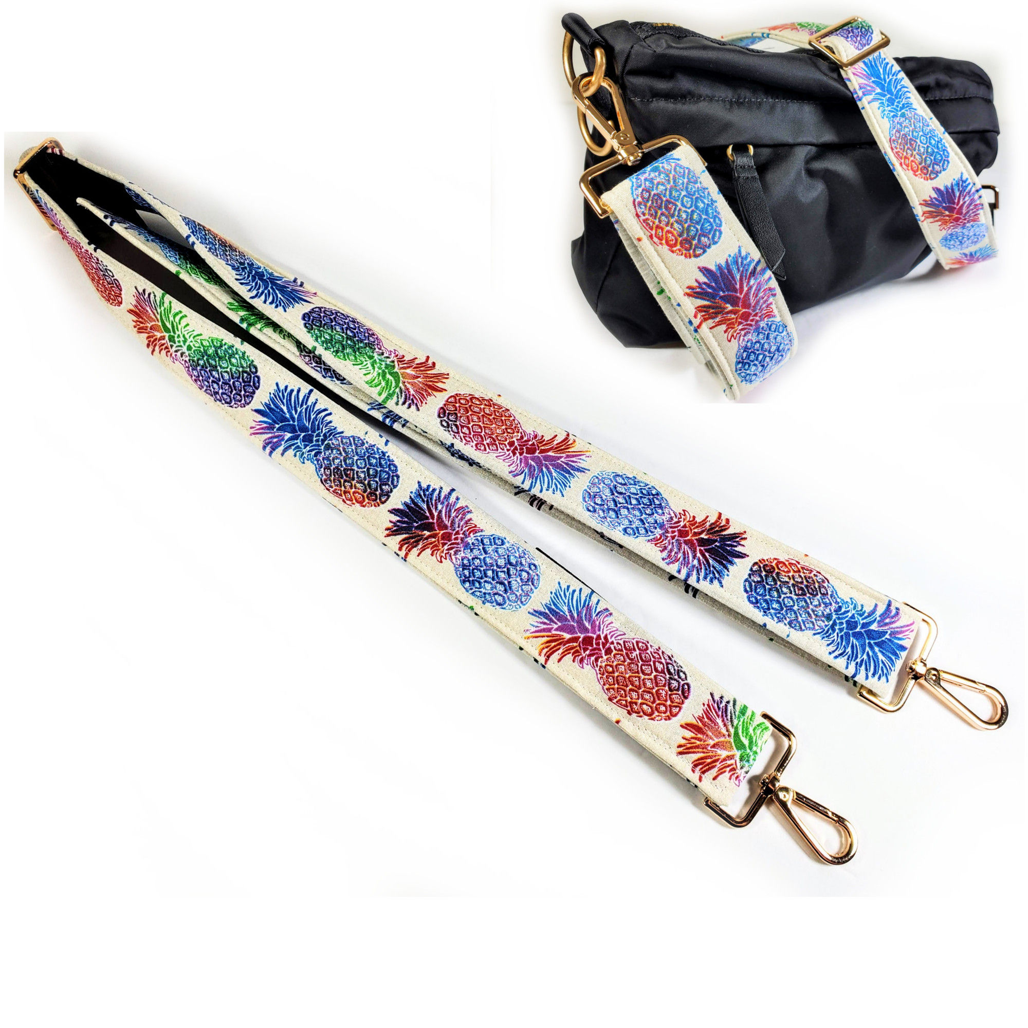 Cross Body Pineapple Guitar Style Bag Strap -Colorful Cross Body Style Bag Strap