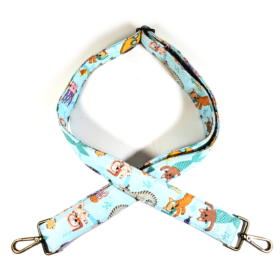 Thumbnail: Cat Mermaid Guitar Style Bag Strap -Underwater Cats Cross Body Style Bag Strap -
