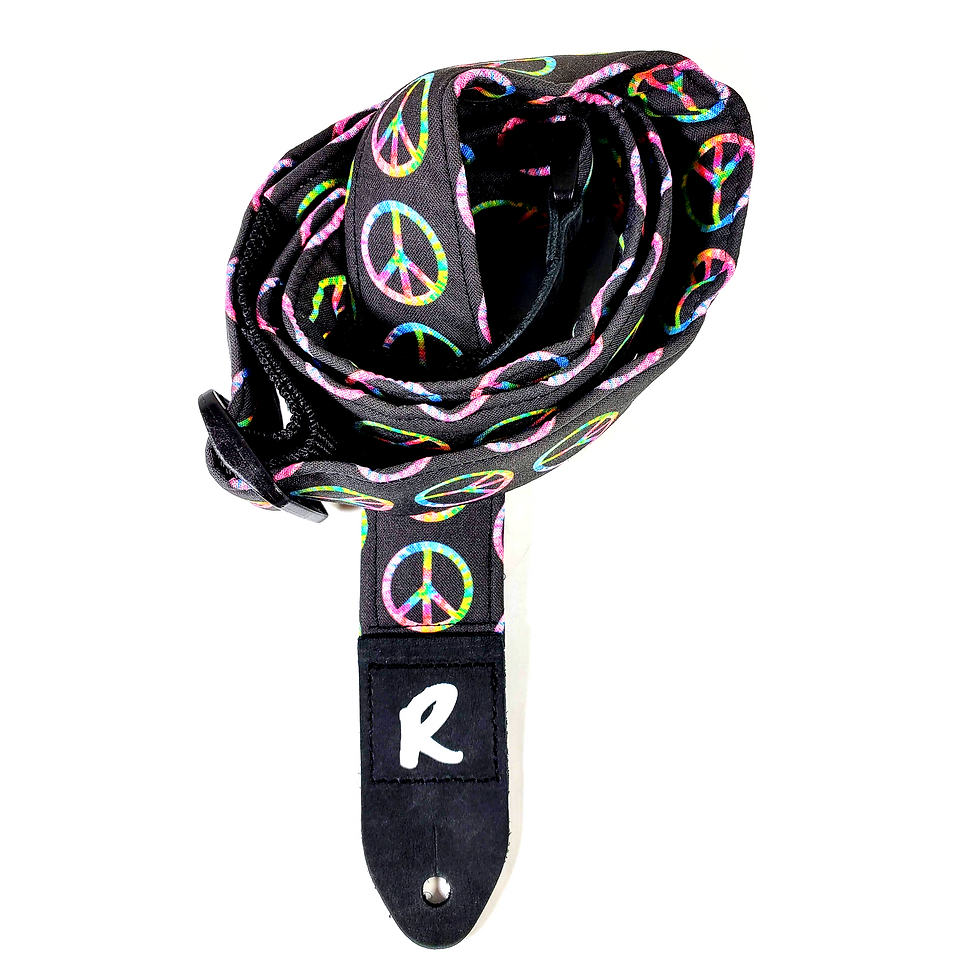 Thumbnail: Peace Sign Ukulele Strap - Colorful Tie Dye Handmade Ukulele Strap-