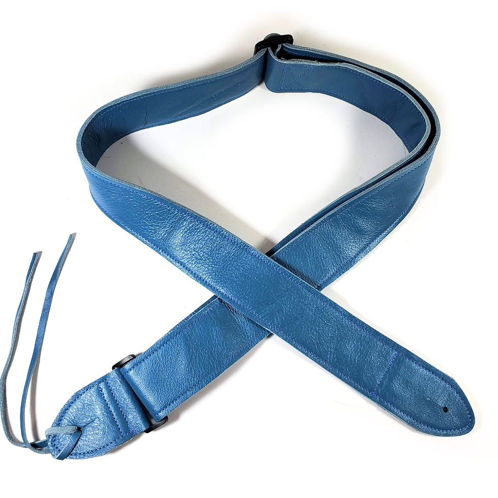 Thumbnail: Bright Blue Leather Premium Leather Guitar Strap- Cerulean Leather Guitar Strap-