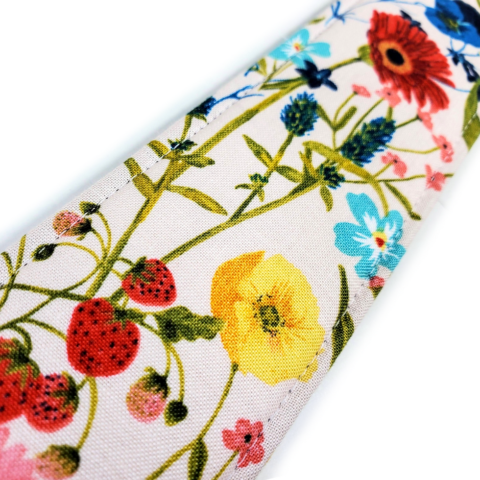 Thumbnail: Wildflower with Wild Strawberry Guitar Strap - Colorful Wildflower Guitar Strap-