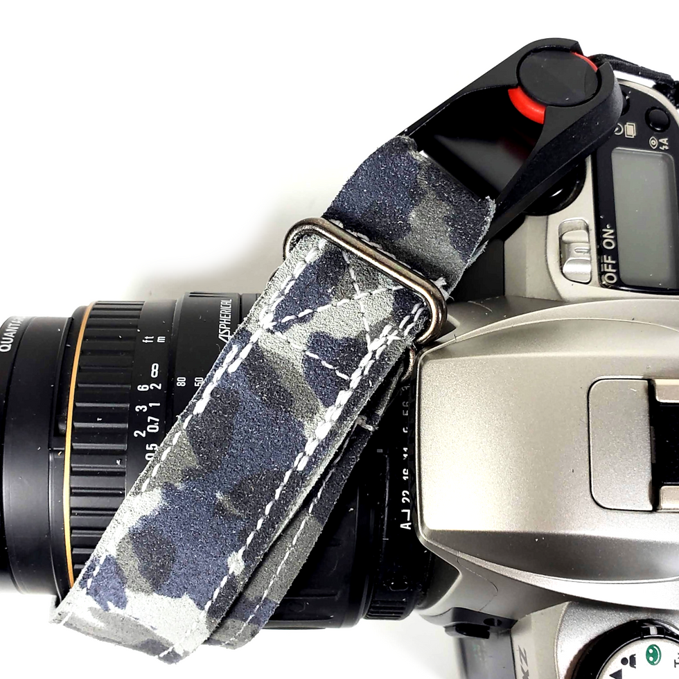 Thumbnail: Gray Camo Leather Quick Release Camera Wrist Strap-Camouflage Camera Strap