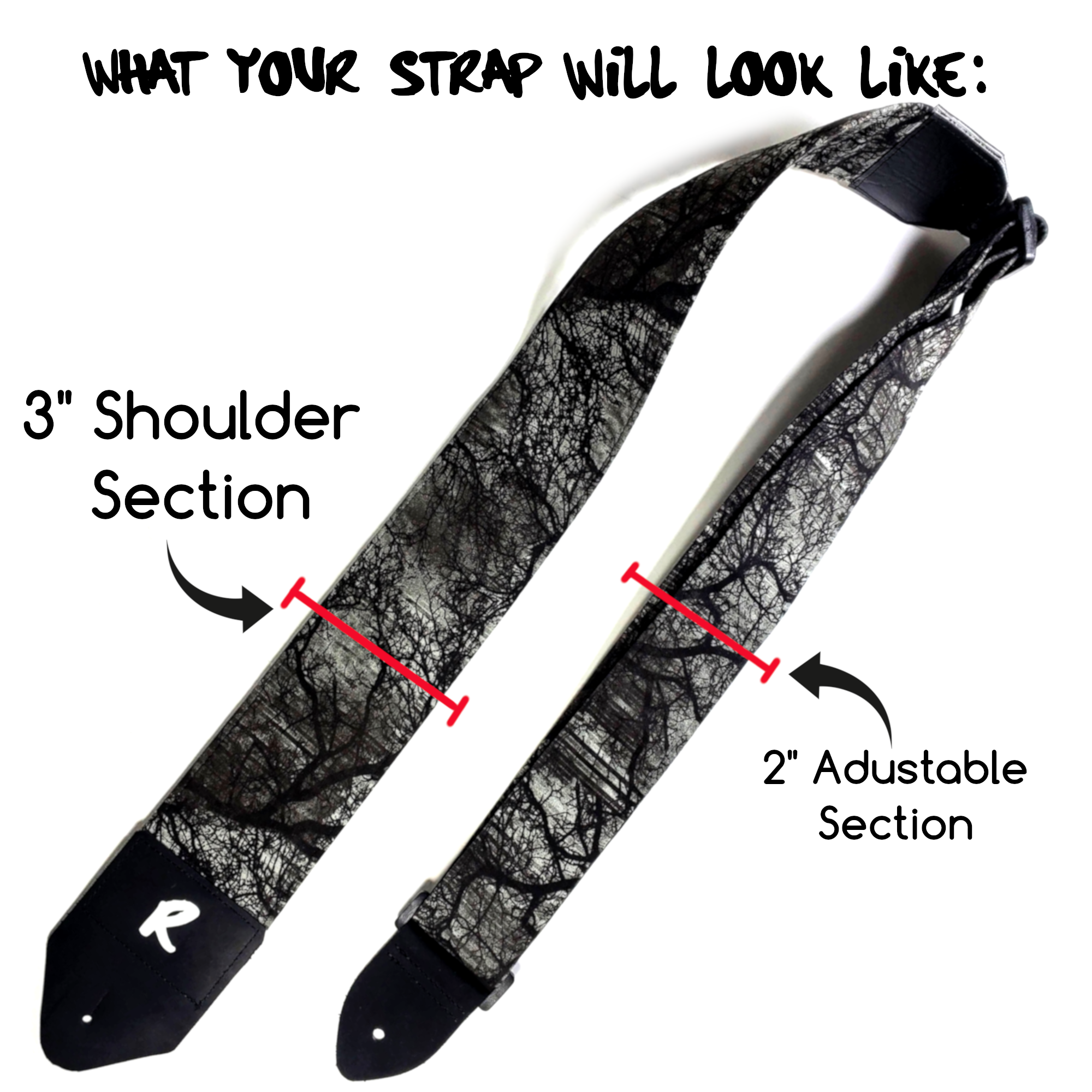 Two 3" Guitar Straps, Three Wolf Moon Guitar Strap, Cow Faces Guitar Strap