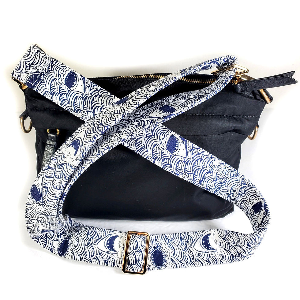 Thumbnail: Cross Body Shark Bite Guitar Style Bag Strap -Double Padded Guitar Style Strap