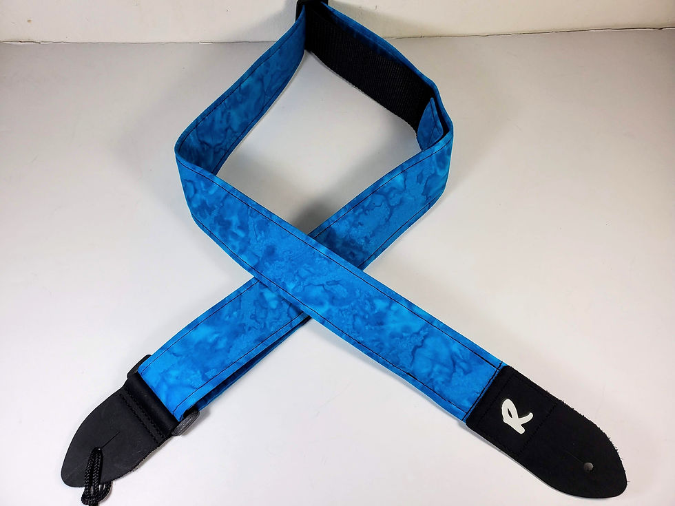 Thumbnail: Indian Batik Blue Guitar Strap-Ocean Guitar Strap- Cerulean Blue Batik Guitar