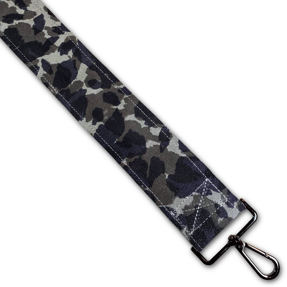Thumbnail: Camo Blue Gray Leather Purse Strap | Camouflage Premium Leather Bag Strap