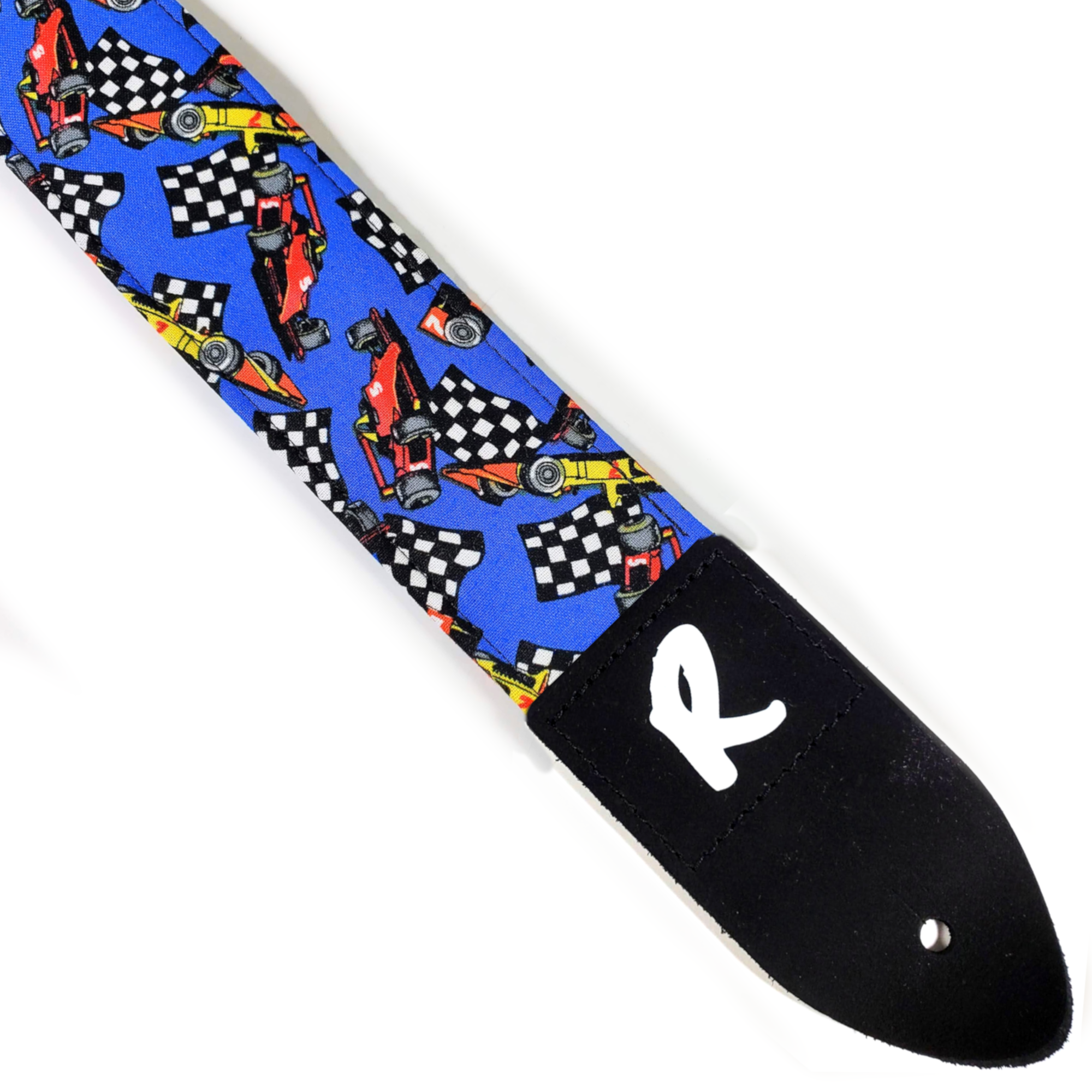 Race Cars Guitar Strap- Checkered Flag, Race Car Guitar Strap- Formula One Car