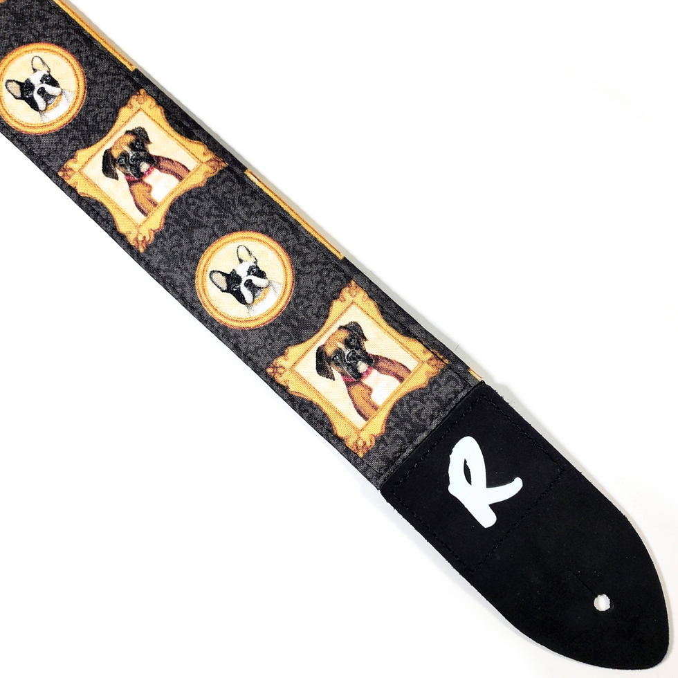 Boxer and French Bull Dogs Guitar Strap -Yellow Lab Guitar Strap