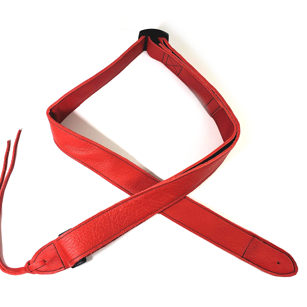 Thumbnail: Red Premium Leather Ukulele Strap - Vibrant Red Leather Ukulele Strap -Handmade