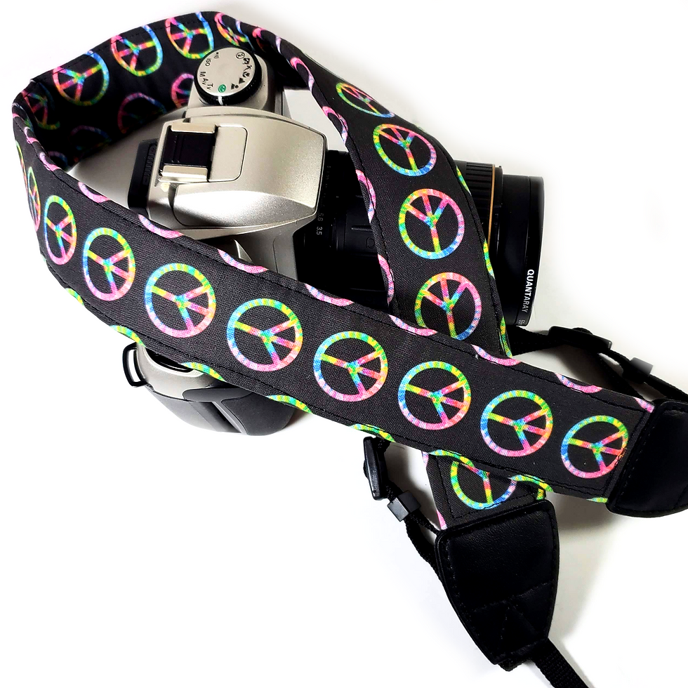 Thumbnail: Peace Camera Strap - Rainbow Peace Camera Strap - Hippie Camera Strap