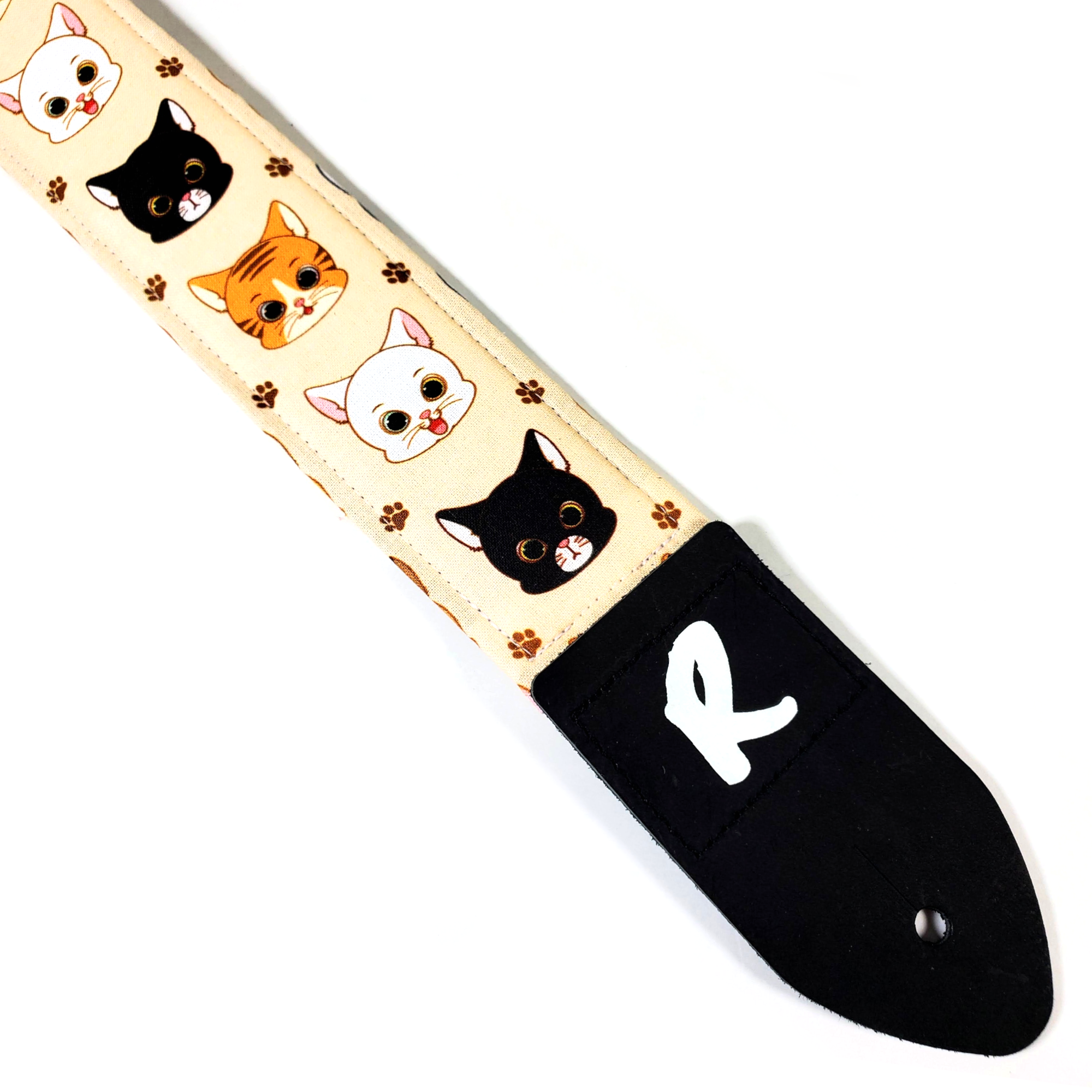 Happy Cat Faces Guitar Strap-Cute Kitty Guitar Strap-Kitten Guitar Strap