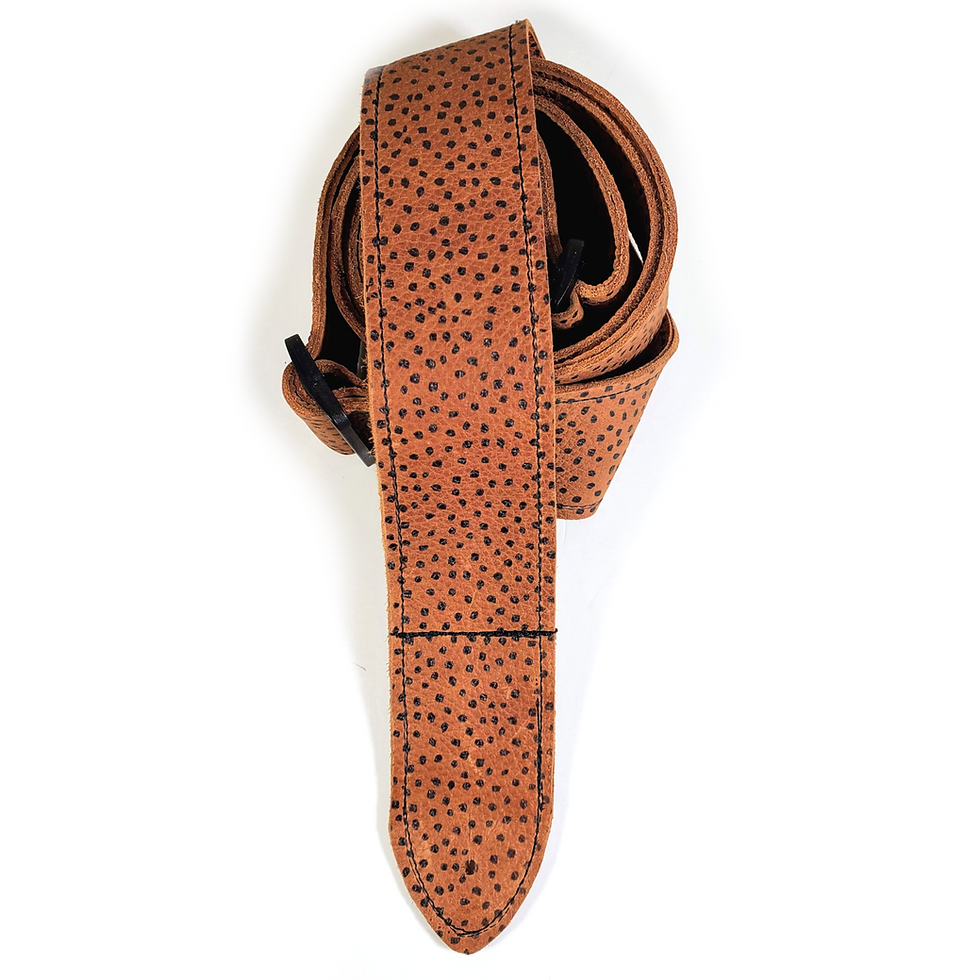Thumbnail: Brown Almond Dot Premium Leather Guitar Strap-Speckle Brown Leather Guitar Strap