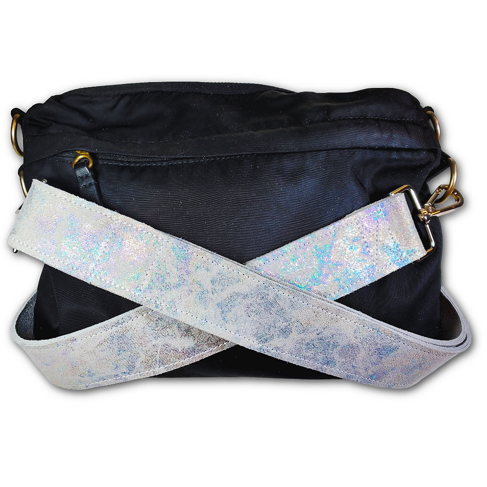Thumbnail: Shimmer Gray Leather Purse Strap | Sparkle Premium Leather Bag Strap
