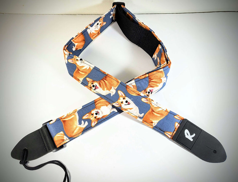 Thumbnail: Corgi Guitar Strap-Cute Dogs-Puppy Dogs- Cute Puppies -Handmade-Padded Guitar St