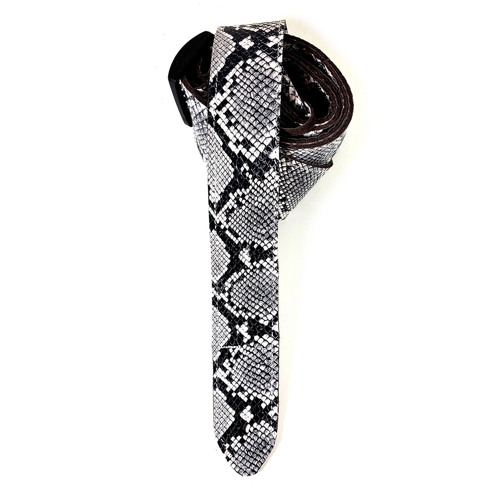 Thumbnail: Black White Snake Premium Leather Ukulele Strap - Snake Print Ukulele Strap