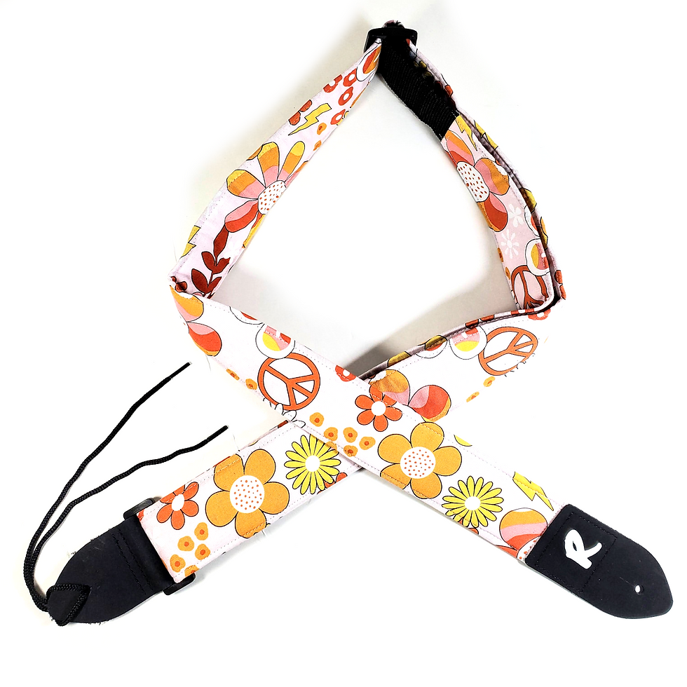 Thumbnail: Retro Flower Guitar Strap- Colorful Flower Guitar Strap-Handmade -