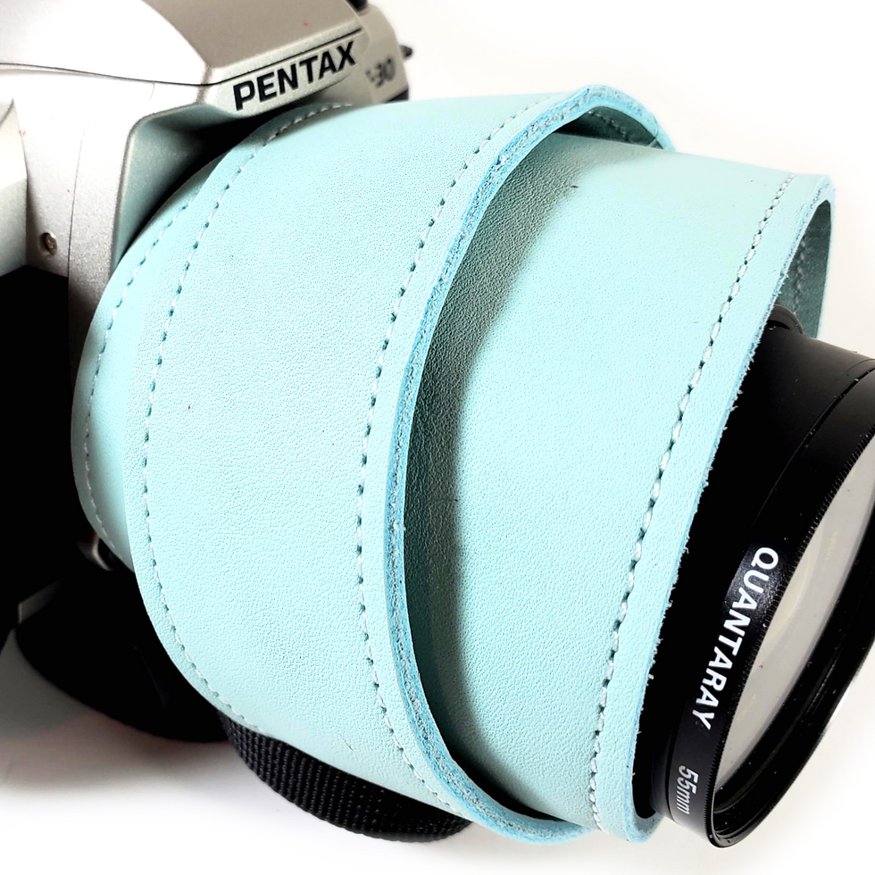 Thumbnail: Light Blue Premium Leather Camera Strap - Cute Light Blue Camera Strap