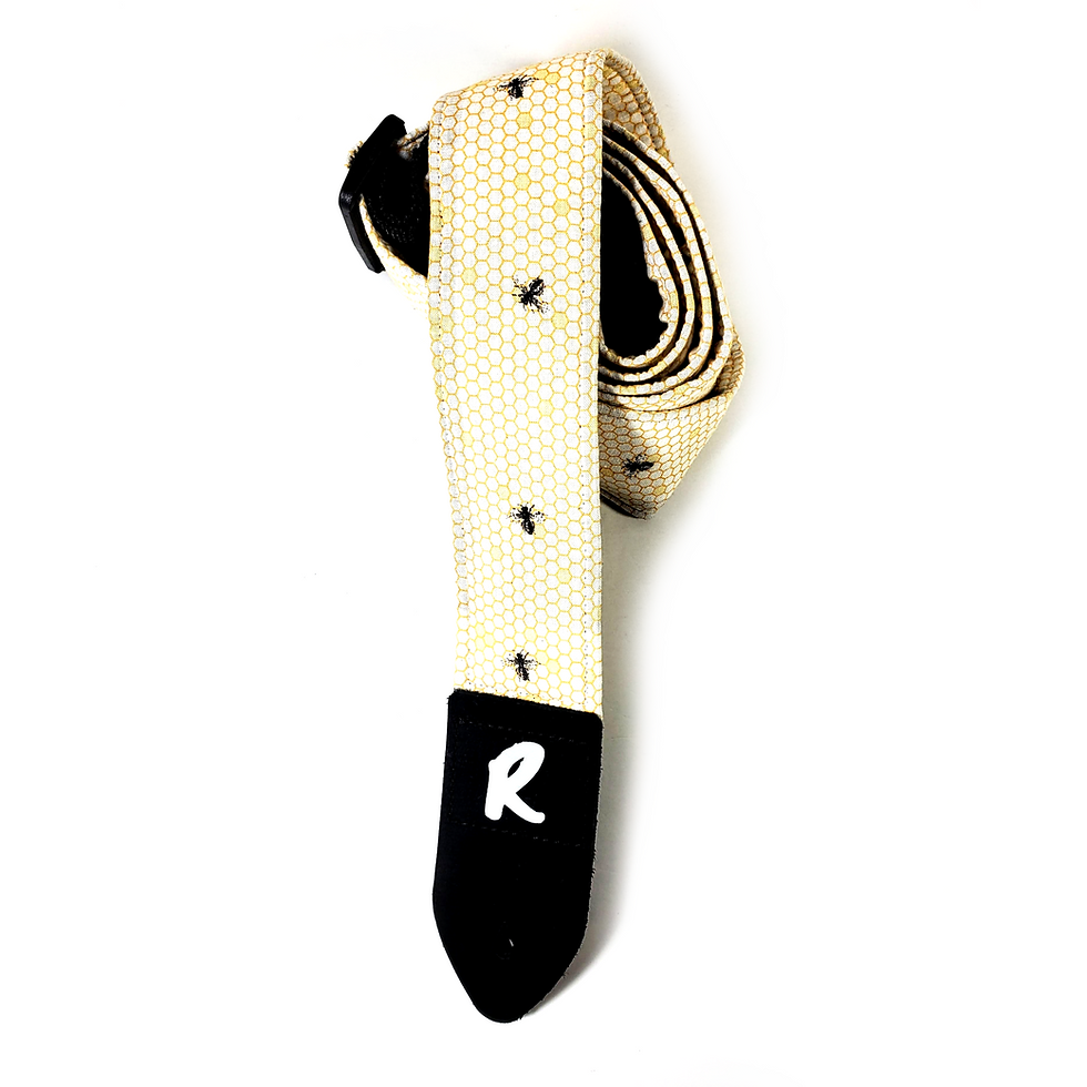 Thumbnail: Honey Bee Guitar Strap - Bee Honey Comb Guitar Strap - Bee Guitar Strap -Double