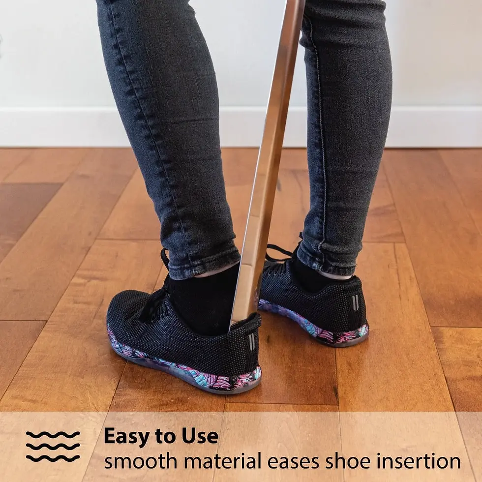 Thumbnail: FootFitter Long Stainless Steel & Leather Shoe Horn, 31"