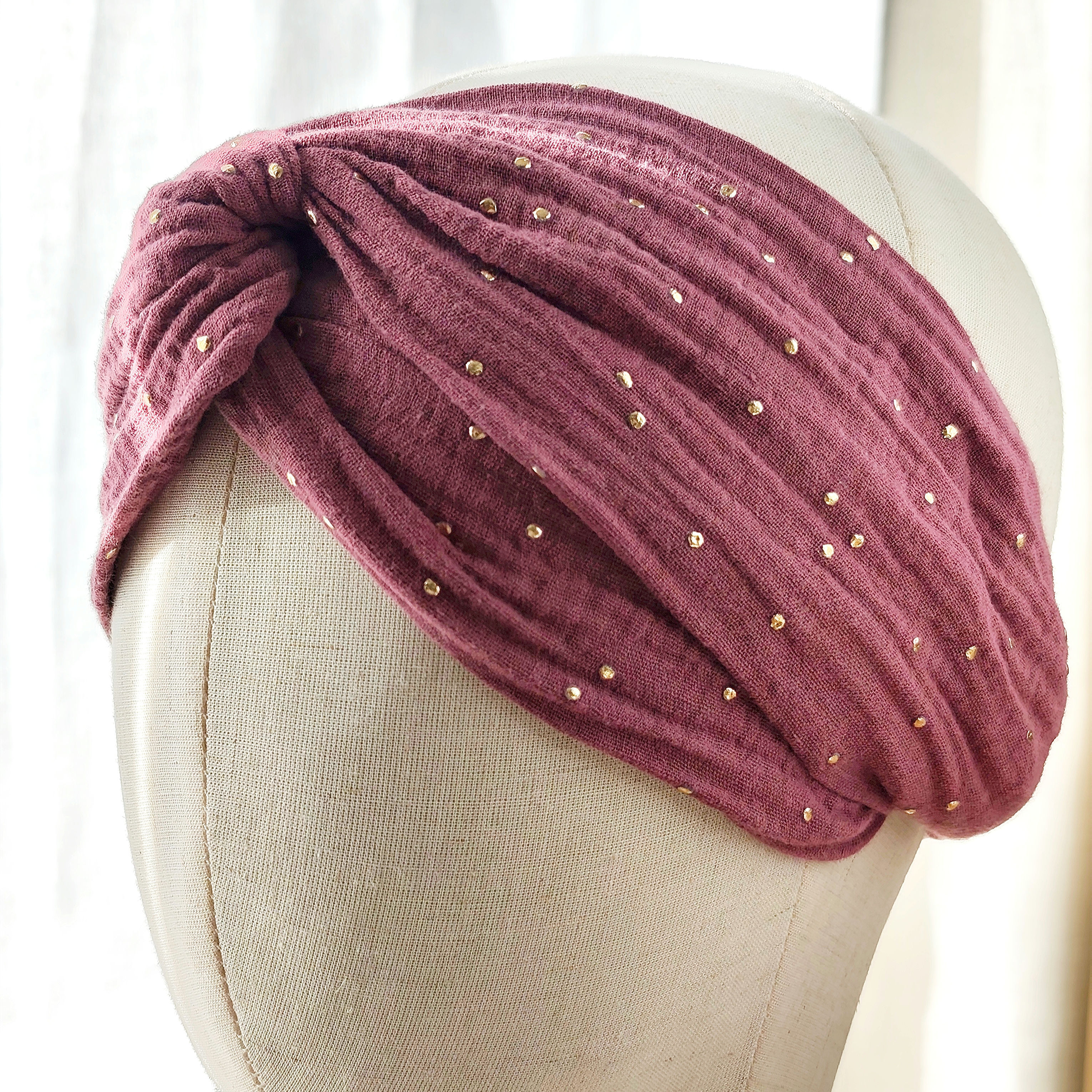 Bandeaux cheveux femme - NINA - Prune pois doré