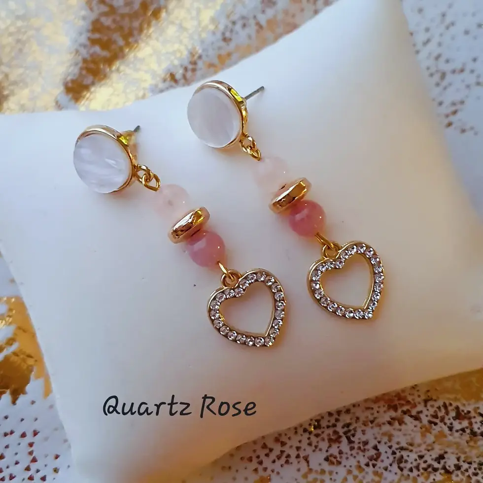 Boucles d'Oreilles Quartz Rose "Amour Inconditionnel-Tendresse-Paix Intérieure"