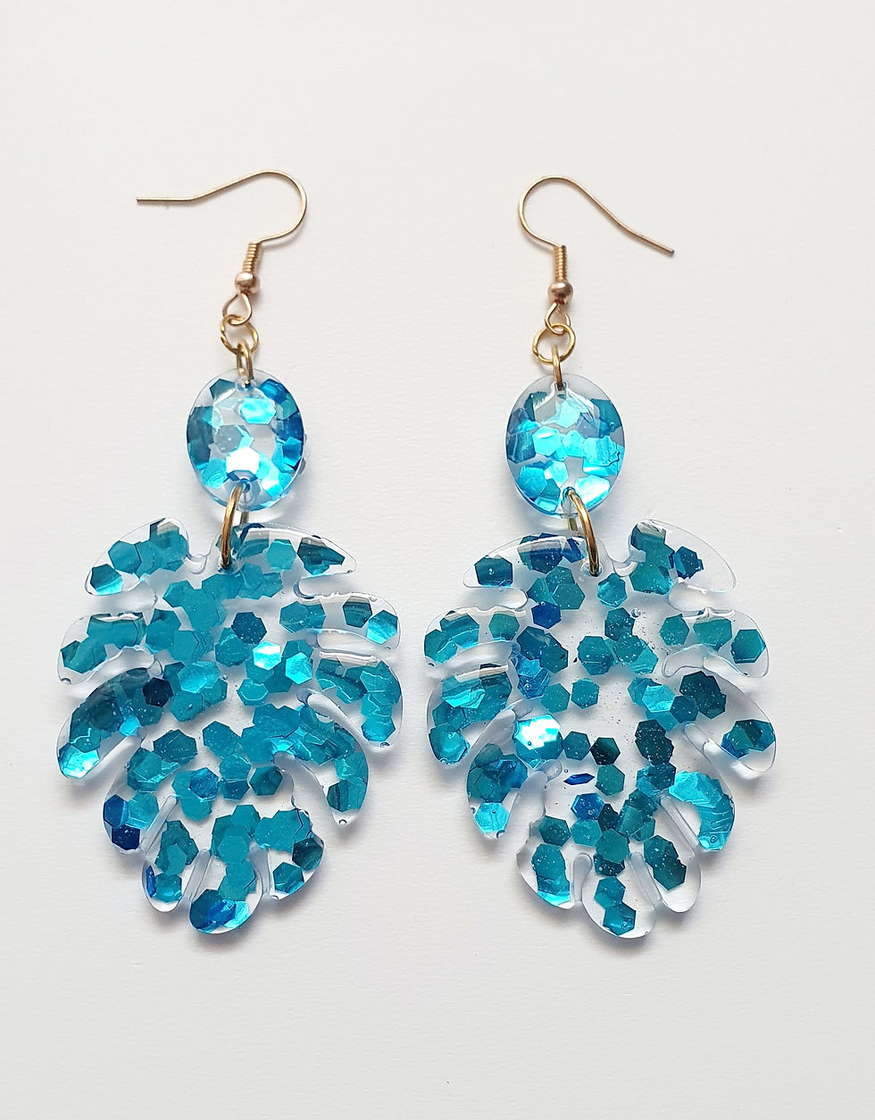 Miniature : Boucles Résine Feuilles Bleues