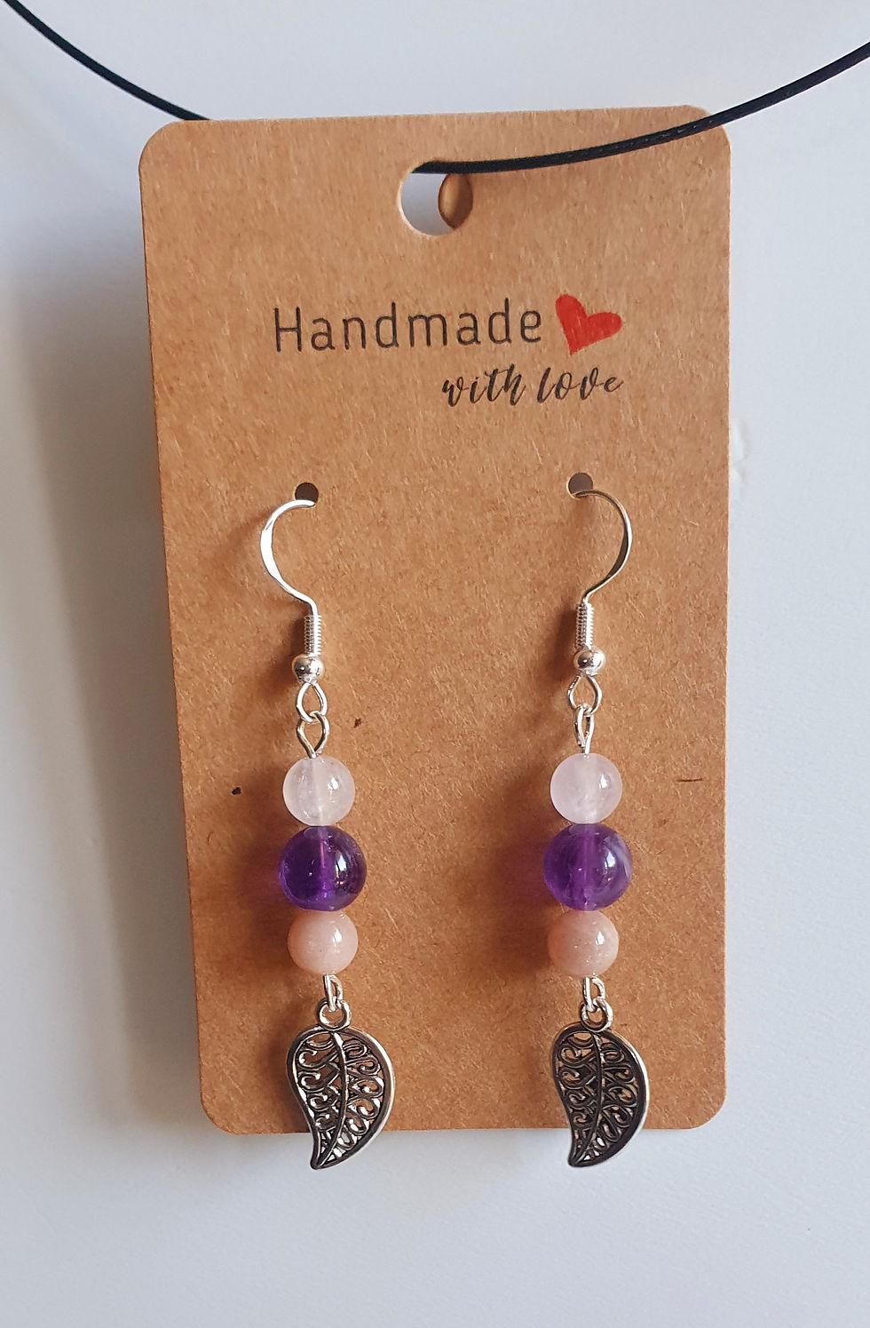 Miniature : Boucles Améthyste-Pierre de Lune-Quartz Rose "Equilibre Emotionnel"