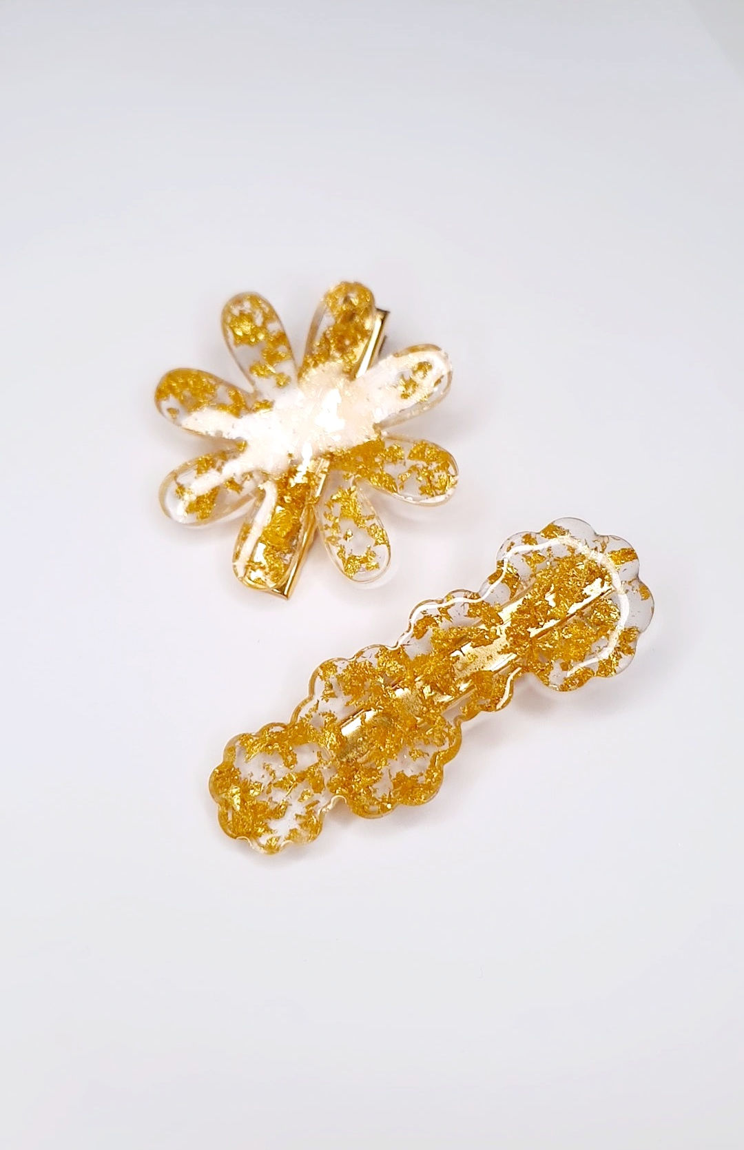 Lot de 2 Pinces à Cheveux Fait Main en Résine