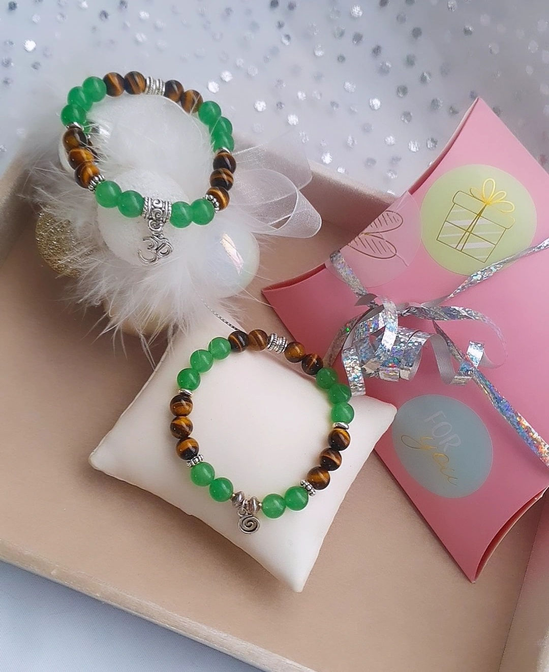 Bracelets Duo Femme Aventurine-Oeil de Tigre "Motivation-Courage-Concentration"