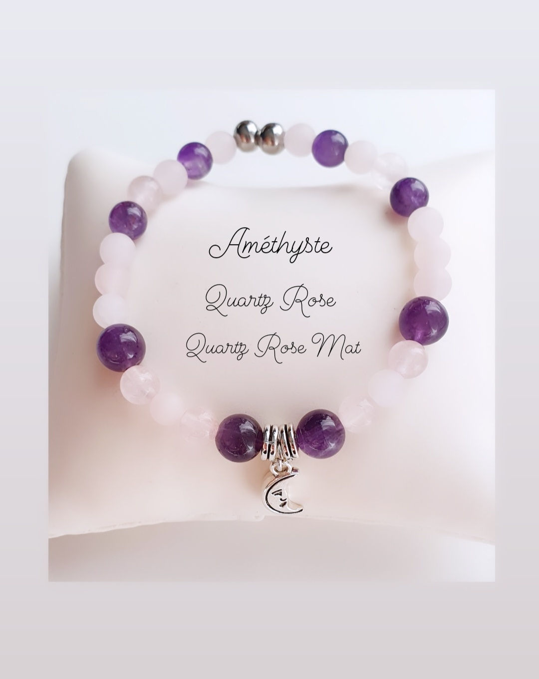 Bracelet Améthyste-Quartz Rose "Sécurité et Protection, Positivité et Optimisme"